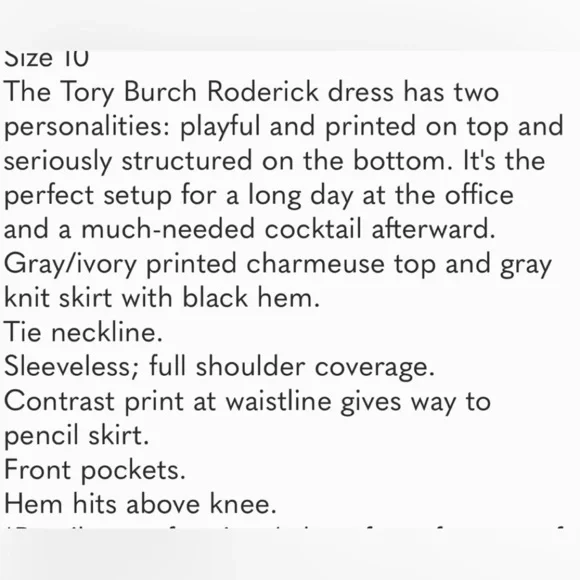 Tory Burch Roderick Combo Dress Size 10 - Picture 13 of 13